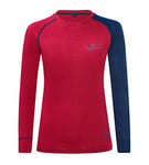 Black Crevice T-Shirt à Manches Longues pour Femme en Laine mérinos, Rouge/Bleu, 38