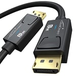 KabelDirekt – 2x 8K DisplayPort & DP cable, A.I.S. shielding & official VESA certification – 3m (for DP 1.4 gaming PCs/laptops/graphics cards/monitors with 8K@60Hz, 4K@120Hz, 144Hz/165Hz/240Hz) by