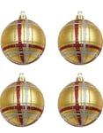 4 st Glittrande julkulor i Guld med Mönster ca 7 cm