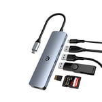 Hub USB C, HOPDAY 7-in-1 Type C Hub avec Adaptateur HDMI 4K, Port PD 100W, 3 Ports USB 3.0, Lecteur de Cartes SD/TF, Adaptateur multiport USB C pour MacBook Pro/Air, HP/Dell XPS
