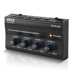 Pyle Amplificateur Casque Stéréo Portable 4 Canaux Ampli Pro Multi-Canaux Mini Répartiteur Écouteurs avec 4 Sorties Casques TRS 6,35 mm et Entrée Audio TRS 6,35 mm pour Table de Mixage