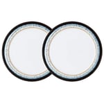 Denby - Halo Small Plates Set of 2 - Reactive Glaze Dishwasher Microwave Safe Crockery 20.5cm - Black, Grey White Ceramic Stoneware Tableware Side Plates - Chip & Crack Resistant