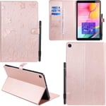 DodoBuy Case for Samsung Galaxy Tab A 10.1" 2019 T510/T515, Cat Pattern PU Leather Flip Folio Smart Cover Wallet Stand Magnetic Closure Card Slots Holder - Rose Gold