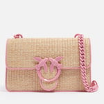 Pinko Love One Raffia and Faux Leather Bag