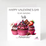 Personalised Valentine's  Day  Card, Cupcake Valentine's Day card