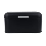raguso Bread Box Solid Color Retro Metal Bread Bin Box Large Capacity Kitchen Storage Container for Loaves Dinner Rolls Pastries Vintage Kitchen(black)