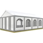 Tente de réception 4x8 m barnum Toile de Haute qualité 450 N PE Gris-Blanc Construction en Acier galvanisé avec raccordement par vissage - gris