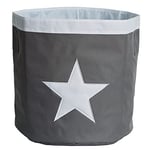 LOVE IT STORE IT - Panier de Rangement - En Tissu Ultra Résistant - Pliable - Avec Poignées - Collecteur De Linge Rond Pour Chambre Enfant - 44x44x44cm - Gris Motif Étoile