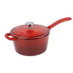 Enameled Cast Iron Pour Saucepan Pot with Lid Induction Cooker Gas Universal,Red
