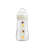 MAM Gourde Easy Active (270 ml), gourde pour bébé avec tétine MAM Taille 1 en silicone SkinSoft, bouteille de lait de forme ergonomique, 0+ mois, abeille/hérisson