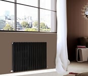 NRG Modern Horizontal Flat Panel radiators | Black 600 x 1020 mm Single Column Designer Bathroom Radiator Heater
