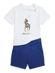 Ralph Lauren Baby Boys Pony Short Sleeve T-shirt And Short Set - White Multi, White/Multi, Size 3 Months