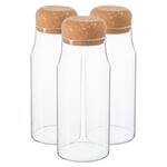 Glass Storage Bottles with Cork Lids 720ml Pack of 3