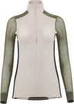 Aclima Aclima Women's WoolNet Hybrid Mock Neck Beige Melange /Olive Night /Jet Black XL, Beige Melange /Olive Night /Jet Black