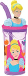 Disney Verre violet pour filles en plastique Princesses Cendrillon Rapunzel Belle Ariel Belle endormie 360 ml avec paille et figure 3D du personnage