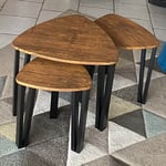 Industrial Nest Of Tables Rustic Coffee Table Set Of 3 Steel Legs Living Room