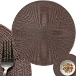 4-Pack Flätade Runda Bordstabletter Brun 38cm