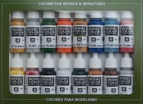Vallejo 17ml x16 70101 Model Color Acrylic Paint Set - Folkstone Basics