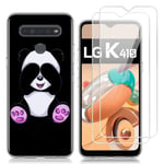Reshias Case for LG K41s / A5 2020,Soft Transparent TPU Gel Silicone [Anti-Scratch] Protective Cover with Two Tempered Glass Screen Protector Film for LG K41s (6.55 Inch)