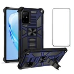 Asuwish Phone Case for Samsung Galaxy A71 and Tempered Glass Screen Protector Cover With Stand Ring Holder Kickstand Accessories Heavy Duty Rugged Protective Shockproof Hard SM-A715F 71A A 71 Blue