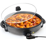 Multi-Function Large Electric Cooker Non Stick Coating Pan With Glass Lid 42CM✅