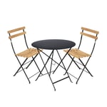 Fermob - Bistro matgrupp bord 77cm & 2 trä stolar liquorice - Matgrupper utomhus