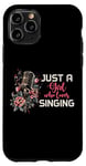 Coque pour iPhone 11 Pro Singer Microphone vintage Motif fleurs chantantes Opéra