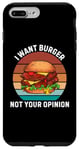 Coque pour iPhone 7 Plus/8 Plus Rétro Je veux un burger, pas votre avis, amateur de hamburgers vintage