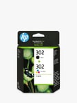 HP 302 Black & Tri-Colour Original Ink Cartridges, Pack of 2, Instant Ink Compatible