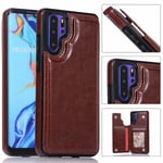 Elegant Smart Skal med Korthållare - Huawei P30 Pro Brun