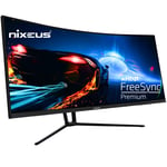 Nixeus EDG 34 inch Ultrawide 3440 x 1440 AMD Radeon FreeSync Certified 144Hz 1500R Curved Gaming Monitor with Tilt Only Stand (NX-EDG34S) UK Plug