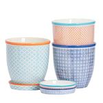 Hand-Printed Plant Pots with Saucers 20.5cm Pack of 3