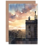 Secret Romance City Sunset Love Anniversary Valentines Day Blank Greeting Card