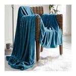dl Waffle Throws Blanket For Double Size Bed 2 Seater Sofa Cover 3 Seater Sofa Throw Super Soft Warm Cosy Large Luxury Waffle Blanket, 150 x 200 Cm, Teal