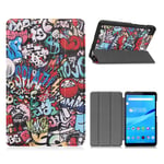 Lenovo Tab M7 tri-fold pattern leather flip case - Cartoon Graffiti