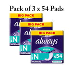 Always Dailies Panty Liners Daily Freshness Protect and Comfort Pack 3 x 54 Pads