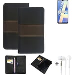 Wallet Case + headphones for Oppo A16 Protective Cover Brown