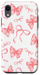iPhone XR Coral Ribbon Bows Pattern Coquette Watercolor Art Case