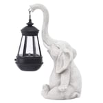 Elefant Sollampa Dekoration Vattentät Solid Resin Hantverk Elefant Ornament Staty Trädgård Balkong Trädgård Figurlampa A[hk] White  Black