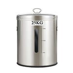 Aprilhp Rice Stainless Dispenser, Flour and Cereal Container, Rice Storage Container, Stainless Steel Rice Bin Cereal Grain Box Food Container with Lid for Kitchen, 15KG/25KG 25kg