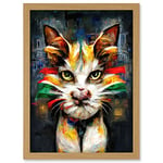Doppelganger33 LTD Cute Ginger Street Cat With Big Eyes Artwork Framed Wall Art Print A4