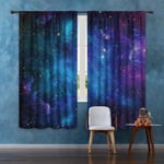 IC Barn Pojkar Gardiner Yttre rymden Stångficka (2 delar 70in*70in,180cm*180cm) Blå Planet Nebulosa Kosmisk Svart Psykedelisk