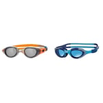 Zoggs Phoenix Uni-Sex Adult Goggles, UV Protection Swim Goggles & Super Seal Kids Swimming Goggles, UV Protection Swim Goggles, Quick Adjust Split Yoke Comfort Strap, Blue/Grey/Camo