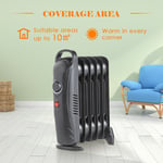 Portable 6 Fin 800w Mini Electric Oil Filled Radiator Heater Thermostat Black