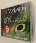 Verbatim CD-RW 80 - 5 PACK Audio / Music CDRW Rewritable 80 MINS Blank Discs