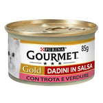 Purina Gourmet Gold Dadini in Salsa Nourriture pour Chats avec Trote et légumes 24 Latex de 85 g