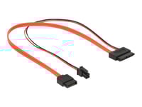 Delock - Sata-Kabel - Serial Ata 150/300/600 - Smal Sata (R) Till 4 Pin Atx12v, Sata - 30 Cm - Svart, Röd