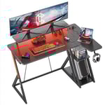 CubiCubi Bureau d'ordinateur de Jeu avec étagères, 100 cm Petit Bureau d'angle en L avec étagères, Table d'ordinateur réversible Bureau avec bibliothèque, Noir
