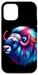 iPhone 14 Pro Cool Musk Ox Graphic Spirit Animal Illustration Tie Dye Art Case