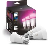 PHILIPS HUE White & Colour Ambiance Smart LED Bulb - E27, 800 Lumens, Triple Pack